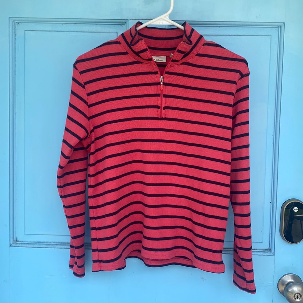 L.L. Bean Half Zip Pullover Pink & Navy size MP